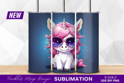 Cute unicorn with sunglasses tumbler png Sublimation Regulrcrative 