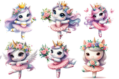 Cute Unicorns Ballet Sublimation Clipart Sublimation Rupkotha 