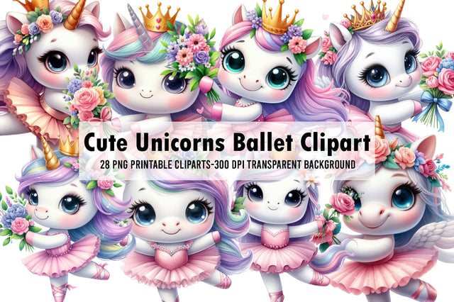 Cute Unicorns Ballet Sublimation Clipart Sublimation Rupkotha 