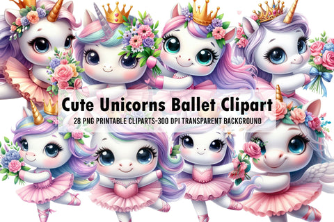 Cute Unicorns Ballet Sublimation Clipart Sublimation Rupkotha 