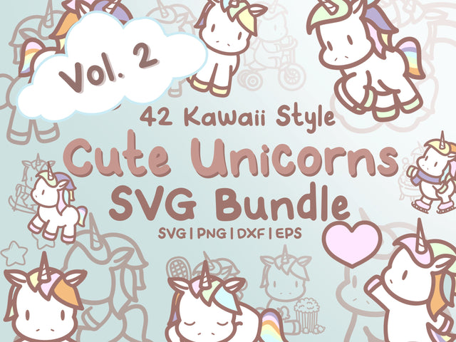 Cute Unicorns SVG Design Set SVG HalieKStudio 