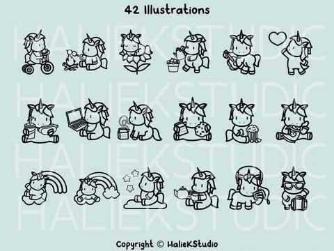 Cute Unicorns SVG Design Set SVG HalieKStudio 