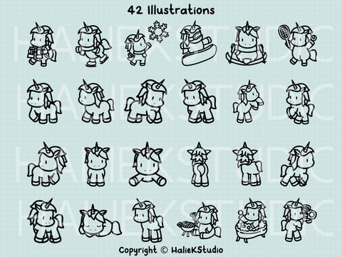 Cute Unicorns SVG Design Set SVG HalieKStudio 