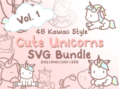 Cute Unicorns SVG Illustrations Design Set SVG HalieKStudio 