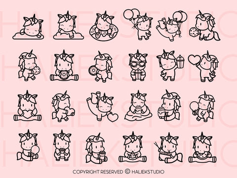 Cute Unicorns SVG Illustrations Design Set SVG HalieKStudio 