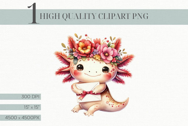 Cute Valentine Axolotl Clipart Digital Download SVG BijouBay 