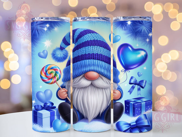 Cute Valentine Blue Gnome Tumbler, Valentine Gnome Pattern, Cute Gnome Design, 20Oz Sublimation Wrap, Whimsical Gnome Art, Love Gnome Texture, Tumbler Sublimation Sublimation SvggirlplusArt 