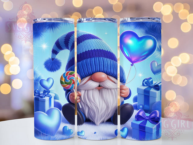 Cute Valentine Blue Gnome Tumbler, Valentine Gnome Pattern, Cute Gnome Design, 20Oz Sublimation Wrap, Whimsical Gnome Art, Love Gnome Texture, Tumbler Sublimation Sublimation SvggirlplusArt 