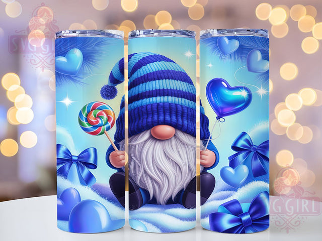 Cute Valentine Blue Gnome Tumbler, Valentine Gnome Pattern, Cute Gnome Design, 20Oz Sublimation Wrap, Whimsical Gnome Art, Love Gnome Texture, Tumbler Sublimation Sublimation SvggirlplusArt 