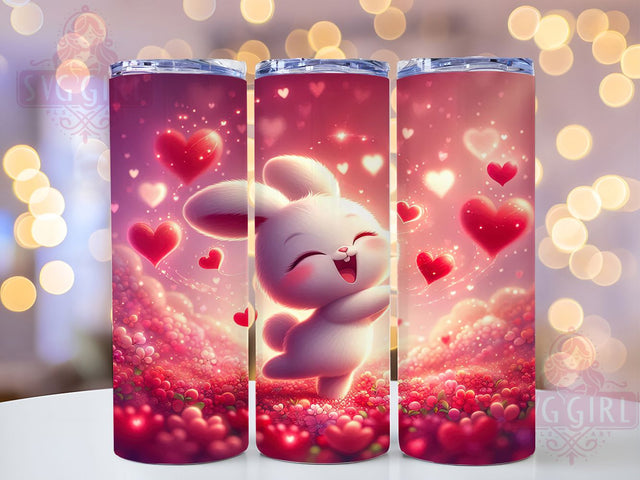 Cute Valentine Bunny Tumbler, Cute Rabbit Pattern, Romantic Bunny Design, 20Oz Sublimation Wrap, Adorable Rabbit Art, Love Bunny Texture, Tumbler Sublimation Sublimation SvggirlplusArt 