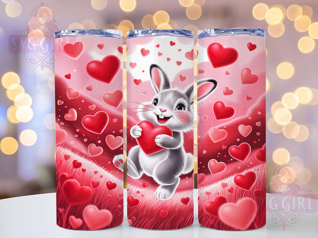 Cute Valentine Bunny Tumbler, Cute Rabbit Pattern, Romantic Bunny Design, 20Oz Sublimation Wrap, Adorable Rabbit Art, Love Bunny Texture, Tumbler Sublimation Sublimation SvggirlplusArt 