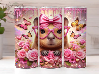 Cute Valentine Capybara Tumbler, Cute Animal Wrap, Love Capybara Cup, Romantic Sublimation Design, Valentine Gift Tumbler, Sweet Capybara Wrap, Adorable Animal Cup Sublimation Lara' s Designs 