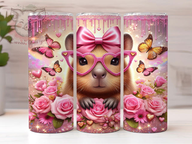 Cute Valentine Capybara Tumbler, Cute Animal Wrap, Love Capybara Cup, Romantic Sublimation Design, Valentine Gift Tumbler, Sweet Capybara Wrap, Adorable Animal Cup Sublimation Lara' s Designs 