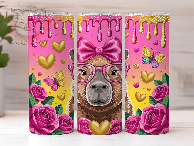 Cute Valentine Capybara Tumbler, Cute Animal Wrap, Love Capybara Cup, Romantic Sublimation Design, Valentine Gift Tumbler, Sweet Capybara Wrap, Adorable Animal Cup Sublimation Lara' s Designs 