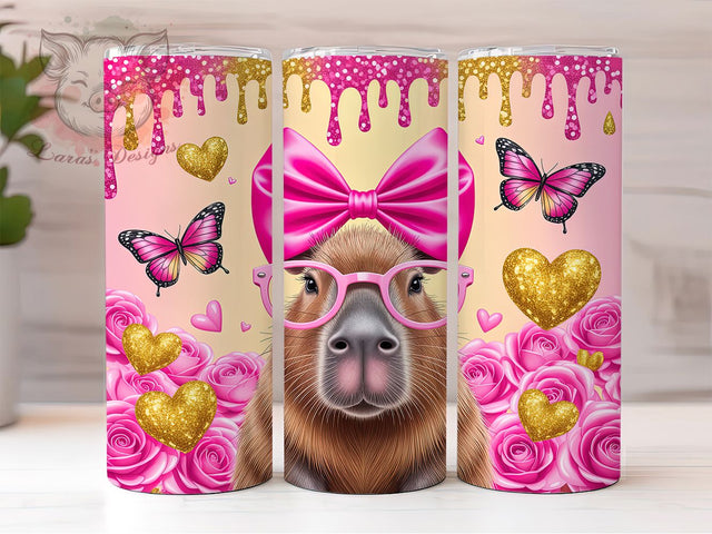 Cute Valentine Capybara Tumbler, Cute Animal Wrap, Love Capybara Cup, Romantic Sublimation Design, Valentine Gift Tumbler, Sweet Capybara Wrap, Adorable Animal Cup Sublimation Lara' s Designs 