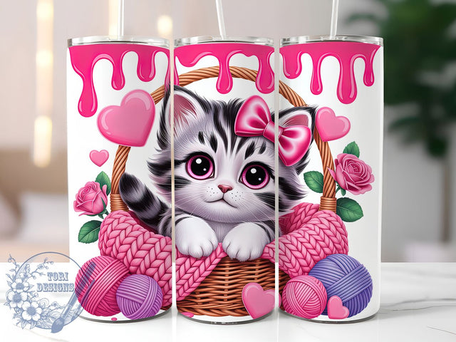 Cute Valentine Cat Tumbler, Cute Kitten Wrap, Love Cat Cup, Romantic Sublimation Design, Valentine Gift Tumbler, Sweet Kitty Wrap, Adorable Cat Cup Sublimation ToriDesigns 