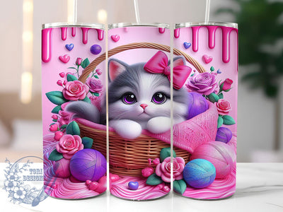Cute Valentine Cat Tumbler, Cute Kitten Wrap, Love Cat Cup, Romantic Sublimation Design, Valentine Gift Tumbler, Sweet Kitty Wrap, Adorable Cat Cup Sublimation ToriDesigns 