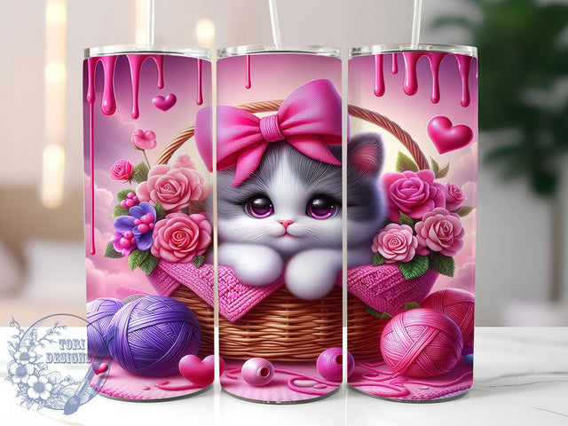 Cute Valentine Cat Tumbler, Cute Kitten Wrap, Love Cat Cup, Romantic Sublimation Design, Valentine Gift Tumbler, Sweet Kitty Wrap, Adorable Cat Cup Sublimation ToriDesigns 