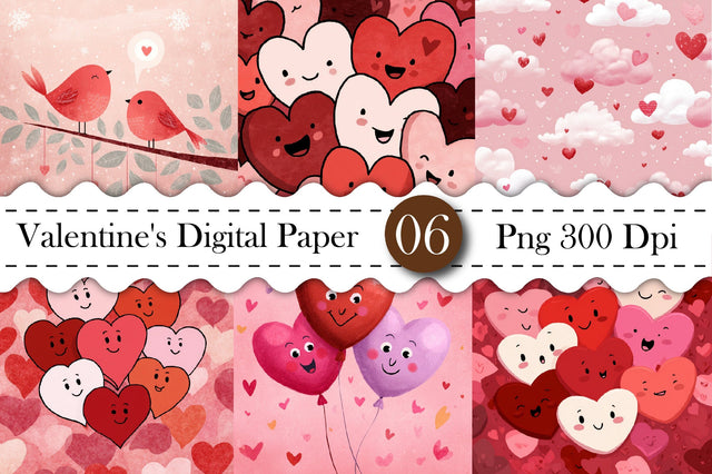 Cute Valentine Digital Paper/6 paper Digital Pattern designmaster24 