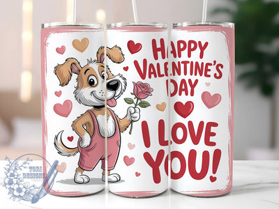 Cute Valentine Dog Tumbler, Cute Animal Wrap, Romantic Puppy Cup, 20oz Sublimation Wrap, Stylish Valentine Design Tumbler, Artistic Dog Heart Cup, Whimsical Love Pet Theme Wrap Sublimation ToriDesigns 