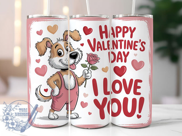 Cute Valentine Dog Tumbler, Cute Animal Wrap, Romantic Puppy Cup, 20oz Sublimation Wrap, Stylish Valentine Design Tumbler, Artistic Dog Heart Cup, Whimsical Love Pet Theme Wrap Sublimation ToriDesigns 