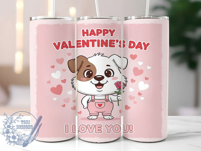 Cute Valentine Dog Tumbler, Cute Animal Wrap, Romantic Puppy Cup, 20oz Sublimation Wrap, Stylish Valentine Design Tumbler, Artistic Dog Heart Cup, Whimsical Love Pet Theme Wrap Sublimation ToriDesigns 