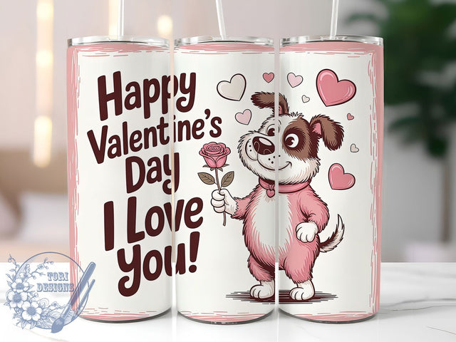 Cute Valentine Dog Tumbler, Cute Animal Wrap, Romantic Puppy Cup, 20oz Sublimation Wrap, Stylish Valentine Design Tumbler, Artistic Dog Heart Cup, Whimsical Love Pet Theme Wrap Sublimation ToriDesigns 