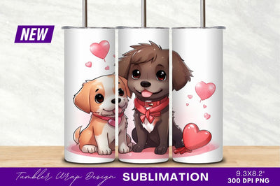 Cute valentine dogs cartoon puppy love hearts Sublimation Regulrcrative 
