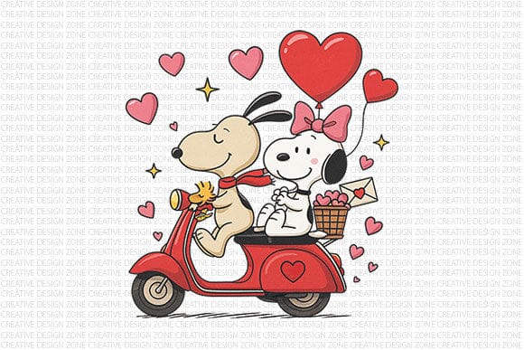 Cute Valentine Dogs PNG | Puppy Love Scooter Sublimation Design SVG BillahCrafts 