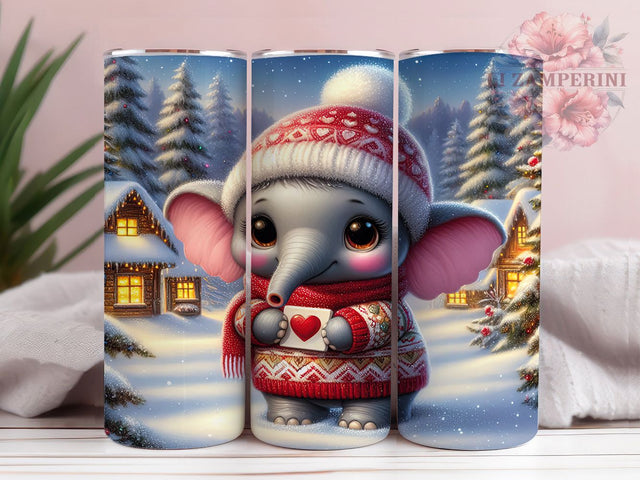 Cute Valentine Elephant Tumbler, Cute Love Pattern, Romantic Elephant Design, 20Oz Sublimation Wrap, Sweet Elephant Art, Adorable Love Texture, Tumbler Sublimation Sublimation Li Zamperini 