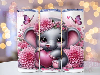 Cute Valentine Elephant Tumbler, Valentine Animal Wrap, Love Elephant Cup, Romantic Sublimation Design, Valentine Gift Tumbler, Sweet Elephant Wrap, Adorable Animal Cup Sublimation SvggirlplusArt 