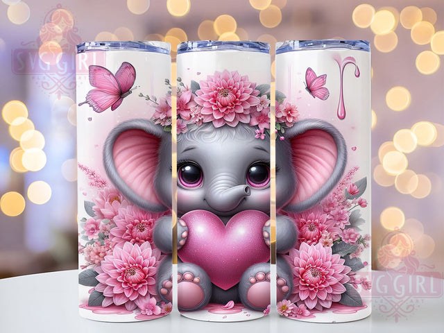 Cute Valentine Elephant Tumbler, Valentine Animal Wrap, Love Elephant Cup, Romantic Sublimation Design, Valentine Gift Tumbler, Sweet Elephant Wrap, Adorable Animal Cup Sublimation SvggirlplusArt 