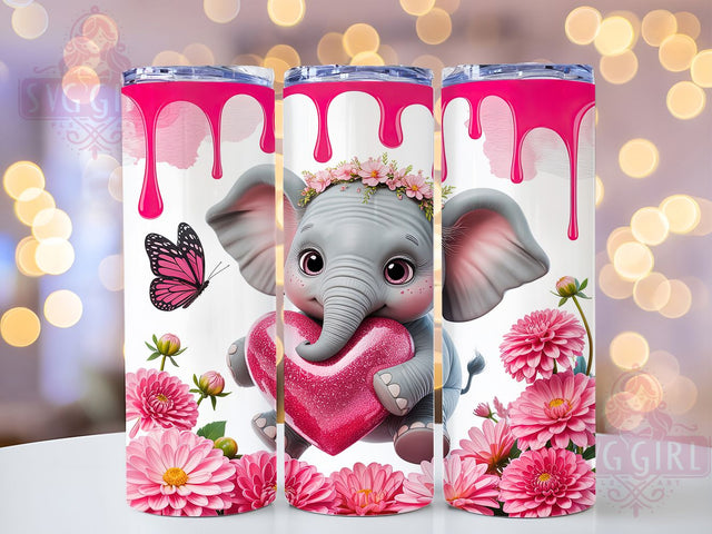Cute Valentine Elephant Tumbler, Valentine Animal Wrap, Love Elephant Cup, Romantic Sublimation Design, Valentine Gift Tumbler, Sweet Elephant Wrap, Adorable Animal Cup Sublimation SvggirlplusArt 