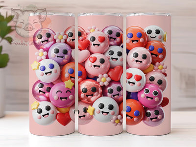 Cute Valentine Face Love Tumbler, Valentine Theme, Love Wrap, Sublimation Art, 20oz Tumbler, Romantic Design, Festive Pattern Sublimation Lara' s Designs 