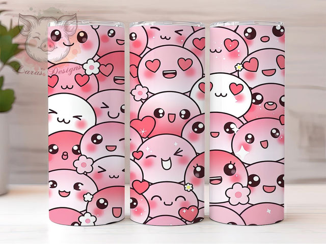 Cute Valentine Face Love Tumbler, Valentine Theme, Love Wrap, Sublimation Art, 20oz Tumbler, Romantic Design, Festive Pattern Sublimation Lara' s Designs 