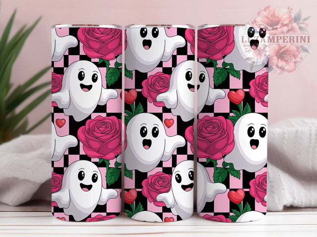 Cute Valentine Ghost Tumbler, Cute Valentine, Love Theme, Sublimation Art, 20oz Tumbler, Fun Wrap, Playful Design Sublimation Li Zamperini 