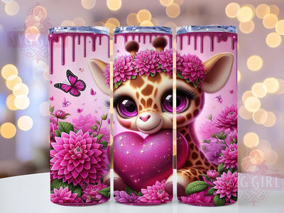 Cute Valentine Giraffe Tumbler, Valentine Animal Wrap, Love Giraffe Cup, Romantic Sublimation Design, Valentine Gift Tumbler, Sweet Animal Wrap, Adorable Giraffe Cup Sublimation SvggirlplusArt 