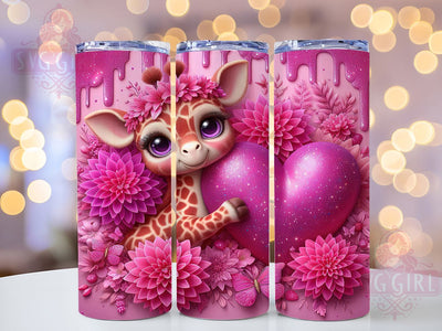 Cute Valentine Giraffe Tumbler, Valentine Animal Wrap, Love Giraffe Cup, Romantic Sublimation Design, Valentine Gift Tumbler, Sweet Animal Wrap, Adorable Giraffe Cup Sublimation SvggirlplusArt 