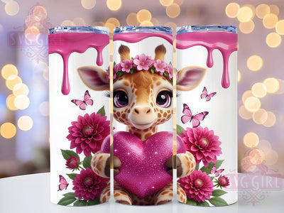 Cute Valentine Giraffe Tumbler, Valentine Animal Wrap, Love Giraffe Cup, Romantic Sublimation Design, Valentine Gift Tumbler, Sweet Animal Wrap, Adorable Giraffe Cup Sublimation SvggirlplusArt 