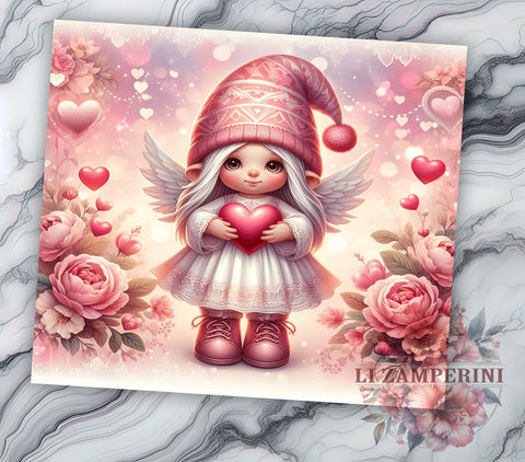Cute Valentine Gnome, Gnome Girl Tumbler, 20oz Tumbler PNG, Valentine's Day Design, Gnome Sublimation, Heart Gnome, Holiday Gift Sublimation Li Zamperini 