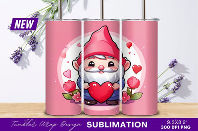 Cute valentine gnome holding red heart vector Sublimation Regulrcrative 