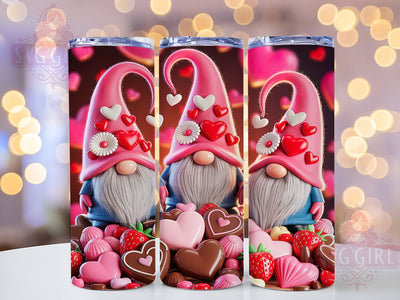 Cute Valentine Gnome Tumbler, Cute Design, Holiday Wrap, Love Tumbler, Festive Pattern, 20oz Tumbler, Sublimation Print Sublimation SvggirlplusArt 