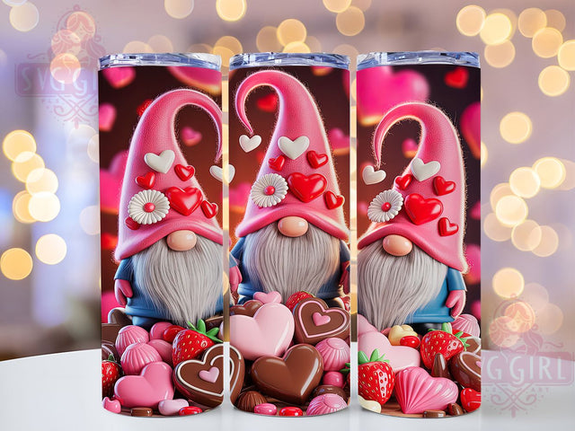 Cute Valentine Gnome Tumbler, Cute Design, Holiday Wrap, Love Tumbler, Festive Pattern, 20oz Tumbler, Sublimation Print Sublimation SvggirlplusArt 