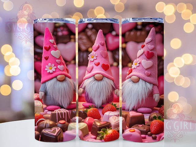 Cute Valentine Gnome Tumbler, Cute Design, Holiday Wrap, Love Tumbler, Festive Pattern, 20oz Tumbler, Sublimation Print Sublimation SvggirlplusArt 