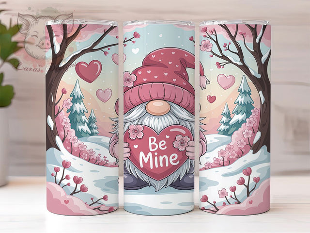 Cute Valentine Gnome Tumbler, Cute Gnome Wrap, Romantic Gnome Cup, 20oz Sublimation Wrap, Stylish Valentine Design Tumbler, Artistic Gnome Heart Cup, Whimsical Love Theme Wrap Sublimation Lara' s Designs 