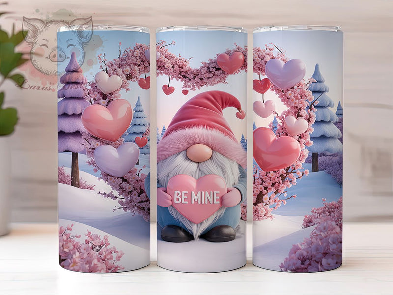 Cute Valentine Gnome Tumbler, Cute Gnome Wrap, Romantic Gnome Cup, 20oz Sublimation Wrap, Stylish Valentine Design Tumbler, Artistic Gnome Heart Cup, Whimsical Love Theme Wrap Sublimation Lara' s Designs 