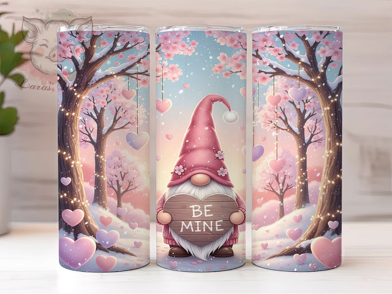 Cute Valentine Gnome Tumbler, Cute Gnome Wrap, Romantic Gnome Cup, 20oz Sublimation Wrap, Stylish Valentine Design Tumbler, Artistic Gnome Heart Cup, Whimsical Love Theme Wrap Sublimation Lara' s Designs 