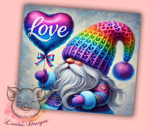 Cute Valentine Gnome Tumbler Wrap, Cute Gnome Design, 20oz Tumbler Wrap, Gnome Sublimation Art, Valentines Day Gift, Personalized Tumblers, Gnome Lover Gift Sublimation Lara' s Designs 