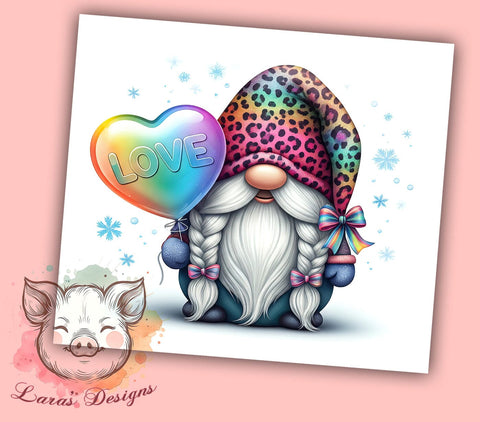 Cute Valentine Gnome Tumbler Wrap, Cute Gnome Design, 20oz Tumbler Wrap, Gnome Sublimation Art, Valentines Day Gift, Personalized Tumblers, Gnome Lover Gift Sublimation Lara' s Designs 