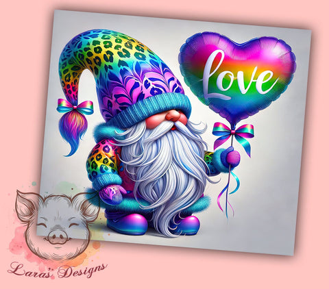 Cute Valentine Gnome Tumbler Wrap, Cute Gnome Design, 20oz Tumbler Wrap, Gnome Sublimation Art, Valentines Day Gift, Personalized Tumblers, Gnome Lover Gift Sublimation Lara' s Designs 